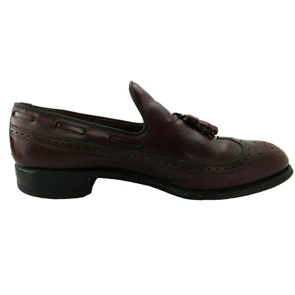 Allen Edmonds Berwick Mens Dress Shoes 9.5 Brown Wing Tip Tassel Slip On - Picture 2 of 11